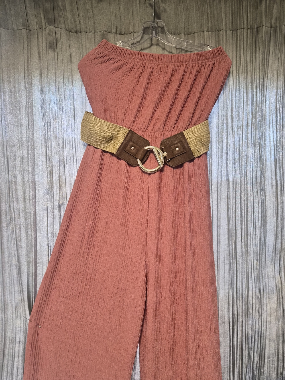 Strapless Wide-Leg Jumpsuit in Dusty Rose Ptp 14-22 Waist 14-19